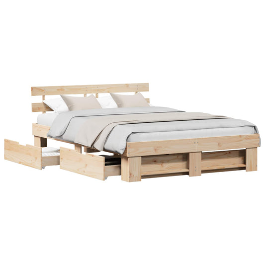 Bed Frame with Headboard Brown 160 x 200 cm Solid Pine Wood Bed Frame with Headboard Brown 160 x 200 cm Solid Pine Wood