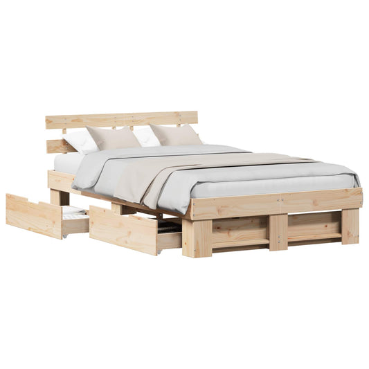 Bed Frame with Headboard Brown 120 x 200 cm Solid Pine Wood Bed Frame with Headboard Brown 120 x 200 cm Solid Pine Wood