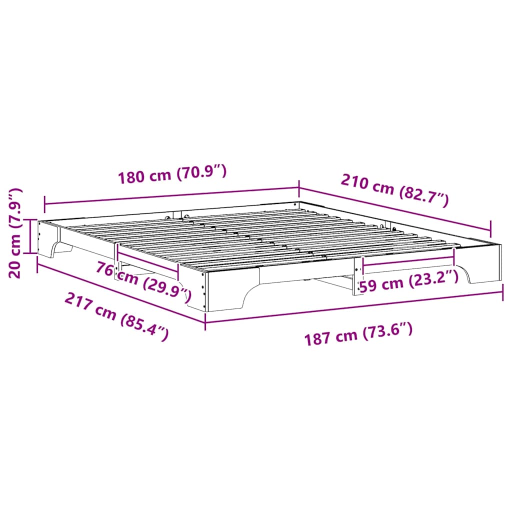 Bed Frame Brown 180 x 210 cm Solid Pine Wood