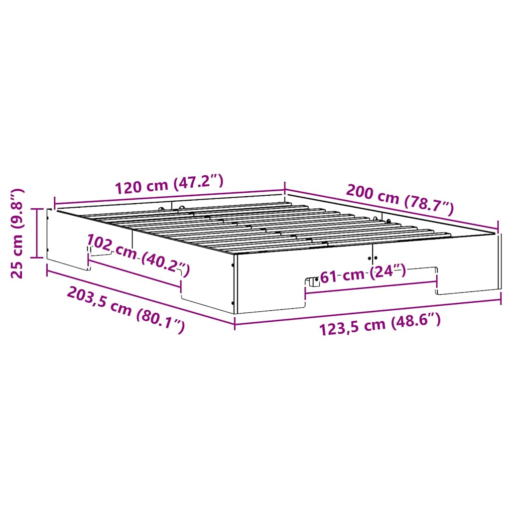 Bed Frame White 120 x 200 cm