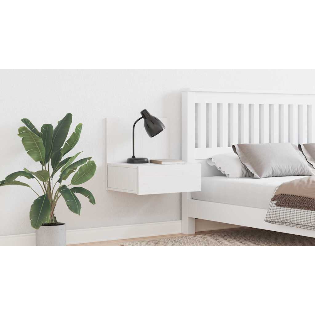 Bedside Table White 42 x 32.5 x 40 cm Solid pine wood