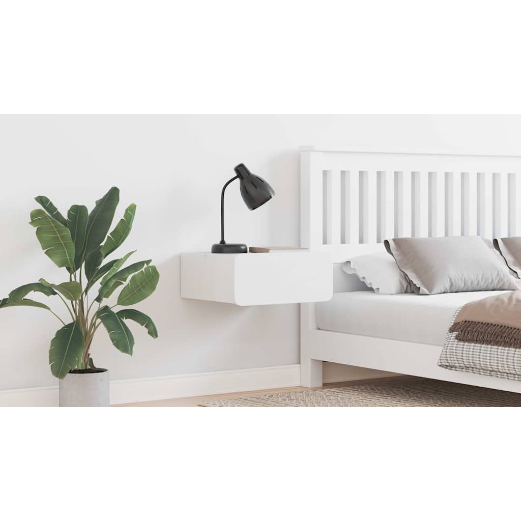 Bedside Table White 39 x 34 x 16.5 cm Solid pine wood