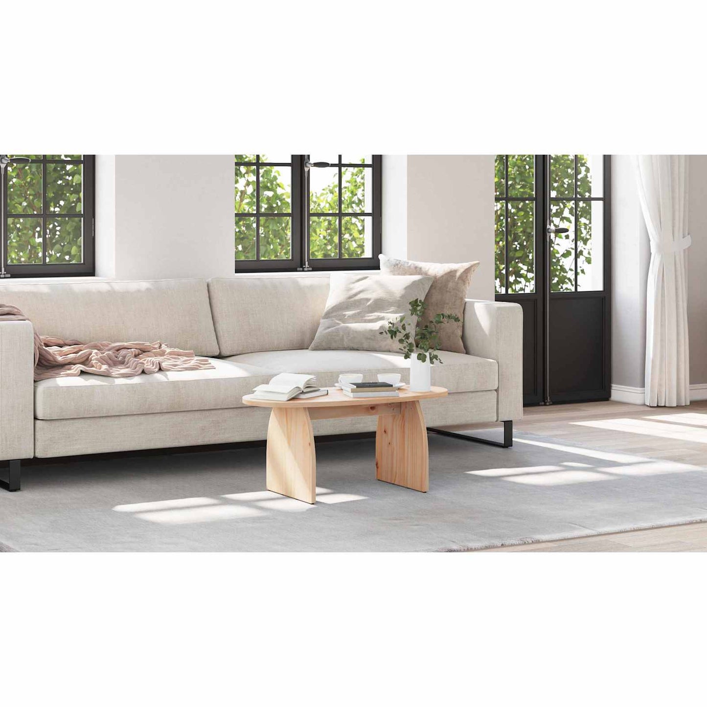 Coffee Table Brown 80 x 40 x 35 cm Solid Pine Wood