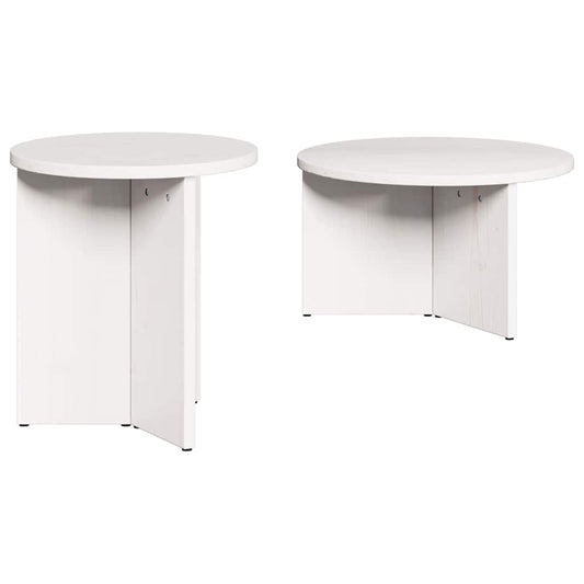 Coffee Table 2 pcs White 49 x 49 x 28 cm Solid Pine wood Coffee Table 2 pcs White 49 x 49 x 28 cm Solid Pine wood