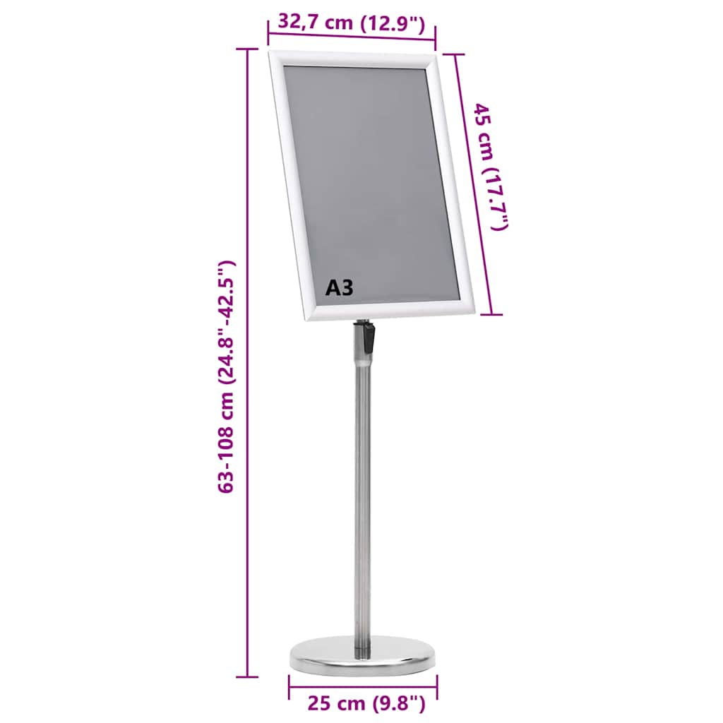 Poster Stands 2 pcs 45 x 32.7 x 108 cm Aluminium Silver
