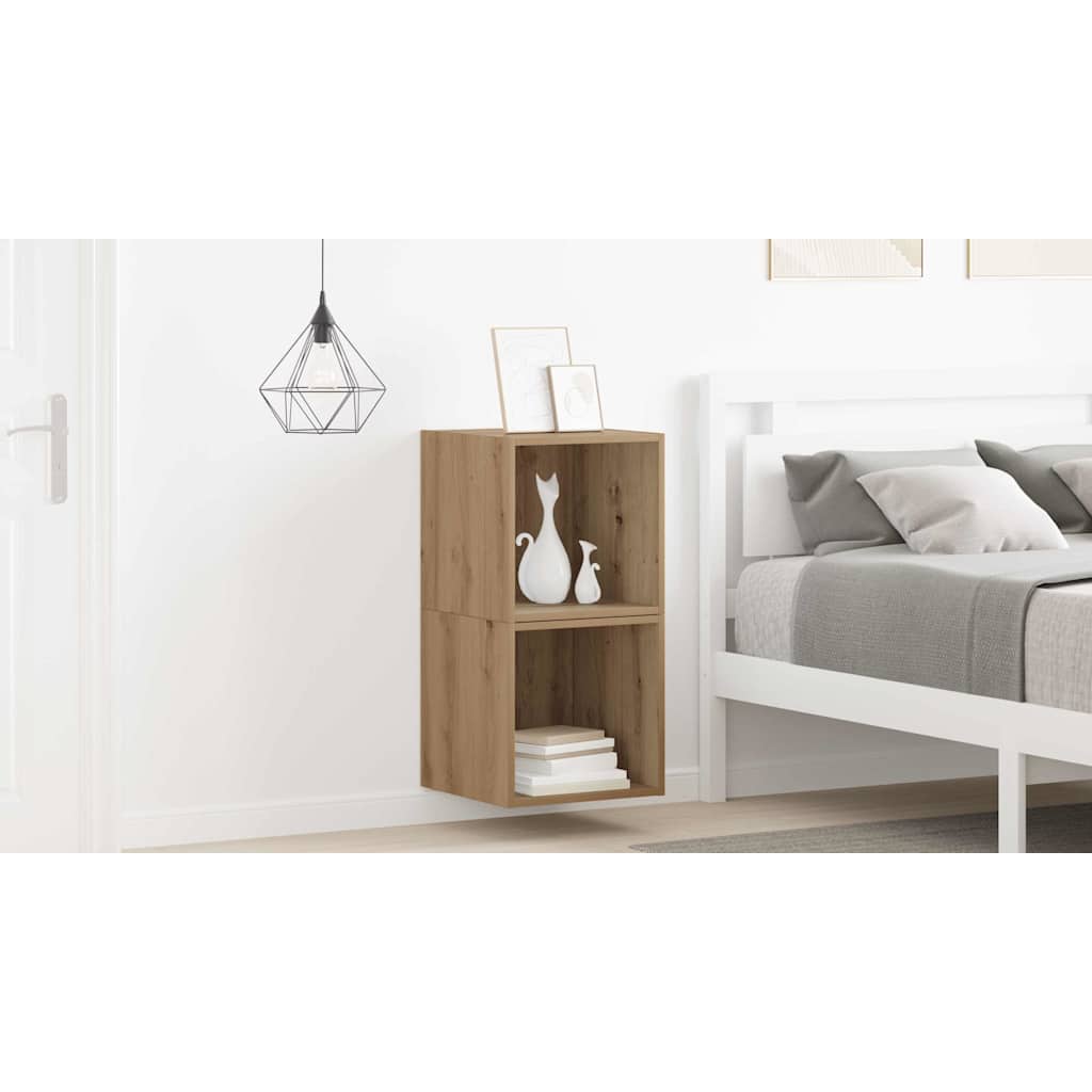 Wall Cabinet 2 pcs Artisan Oak 37 x 37 x 37 cm Engineered Wood
