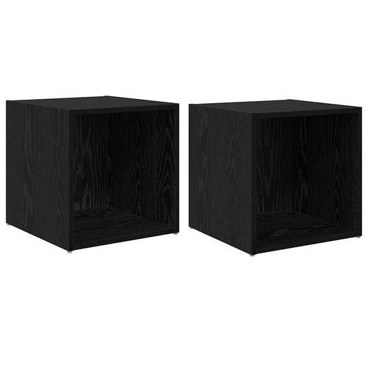TV Cabinet Set 2 pcs 37 x 35 x 37.5 cm Black Engineered Wood TV Cabinet Set 2 pcs 37 x 35 x 37.5 cm Black Engineered Wood