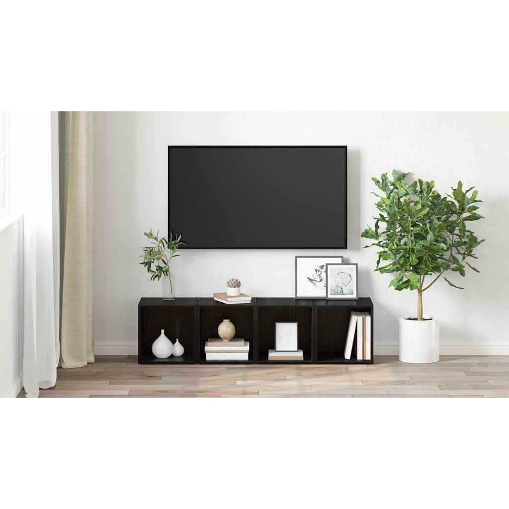 TV Cabinet Set 4 pcs Black 37 x 35 x 37.5 cm Engineered Wood
