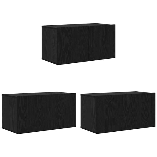 TV Cabinet Set 3 pcs Black 60 x 30 x 30 cm Engineered Wood TV Cabinet Set 3 pcs Black 60 x 30 x 30 cm Engineered Wood