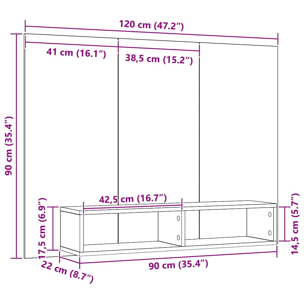 TV Cabinet Set 120 x 23.5 x 90 cm Artisan Oak Engineered Wood