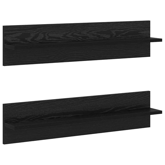 Wall Shelf 2 pcs Black Oak 80 x 11.5 x 18 cm Engineered Wood Wall Shelf 2 pcs Black Oak 80 x 11.5 x 18 cm Engineered Wood