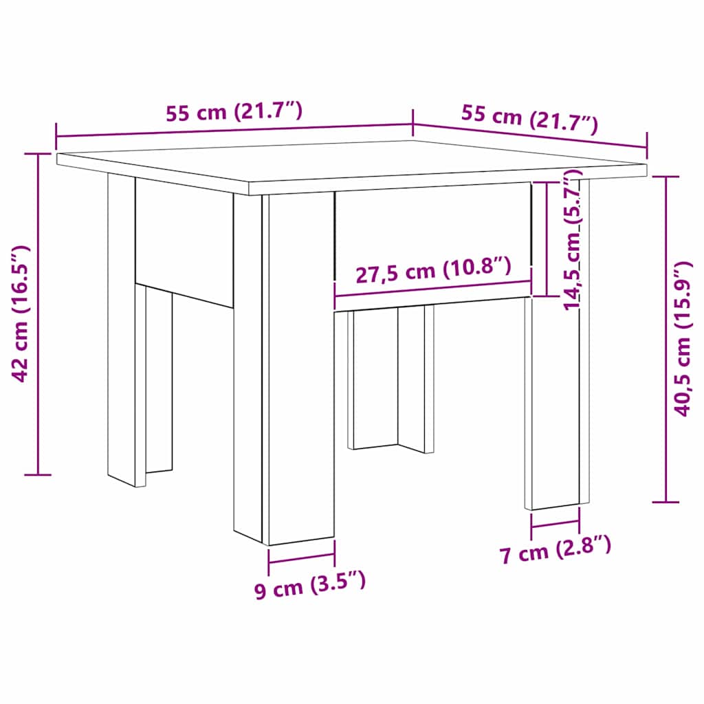 Coffee Table Artisan Oak 55 x 55 x 42 cm Engineered Wood