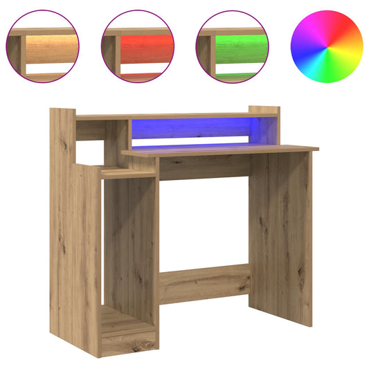 Desk with Shelf Artisan Oak 97 x 45 x 90 cm Engineered Wood Desk with Shelf Artisan Oak 97 x 45 x 90 cm Engineered Wood