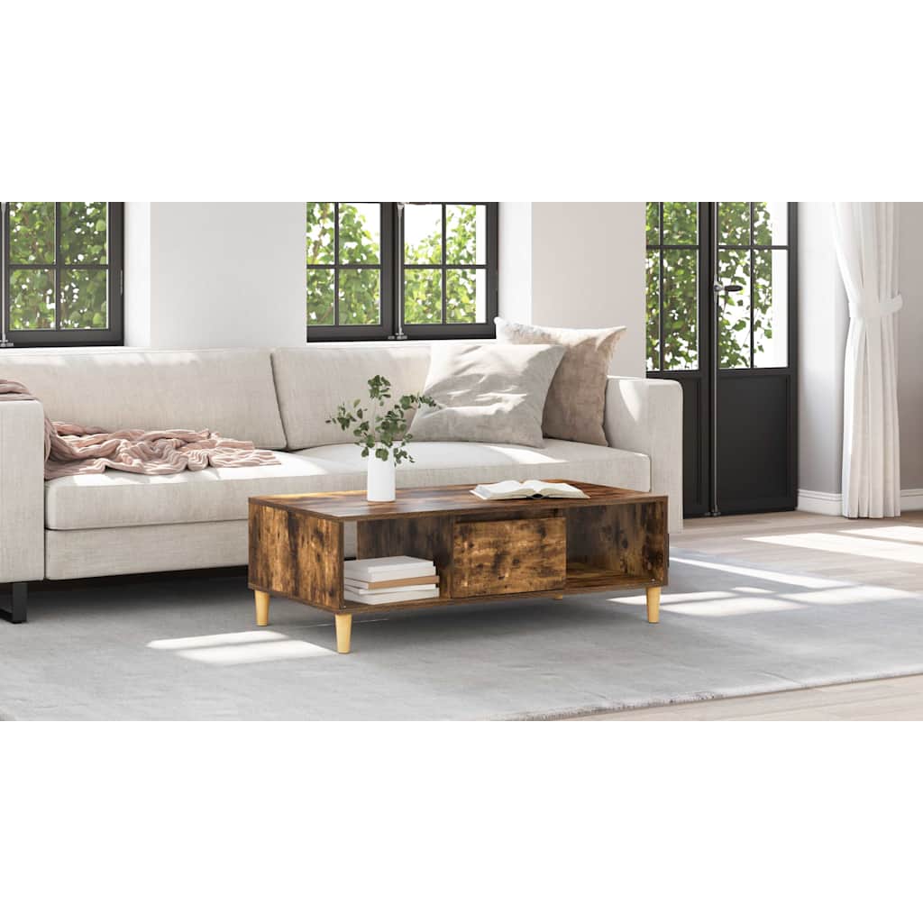 Coffee Table Smoked Oak 102 x 55 x 35 cm Engineered Wood