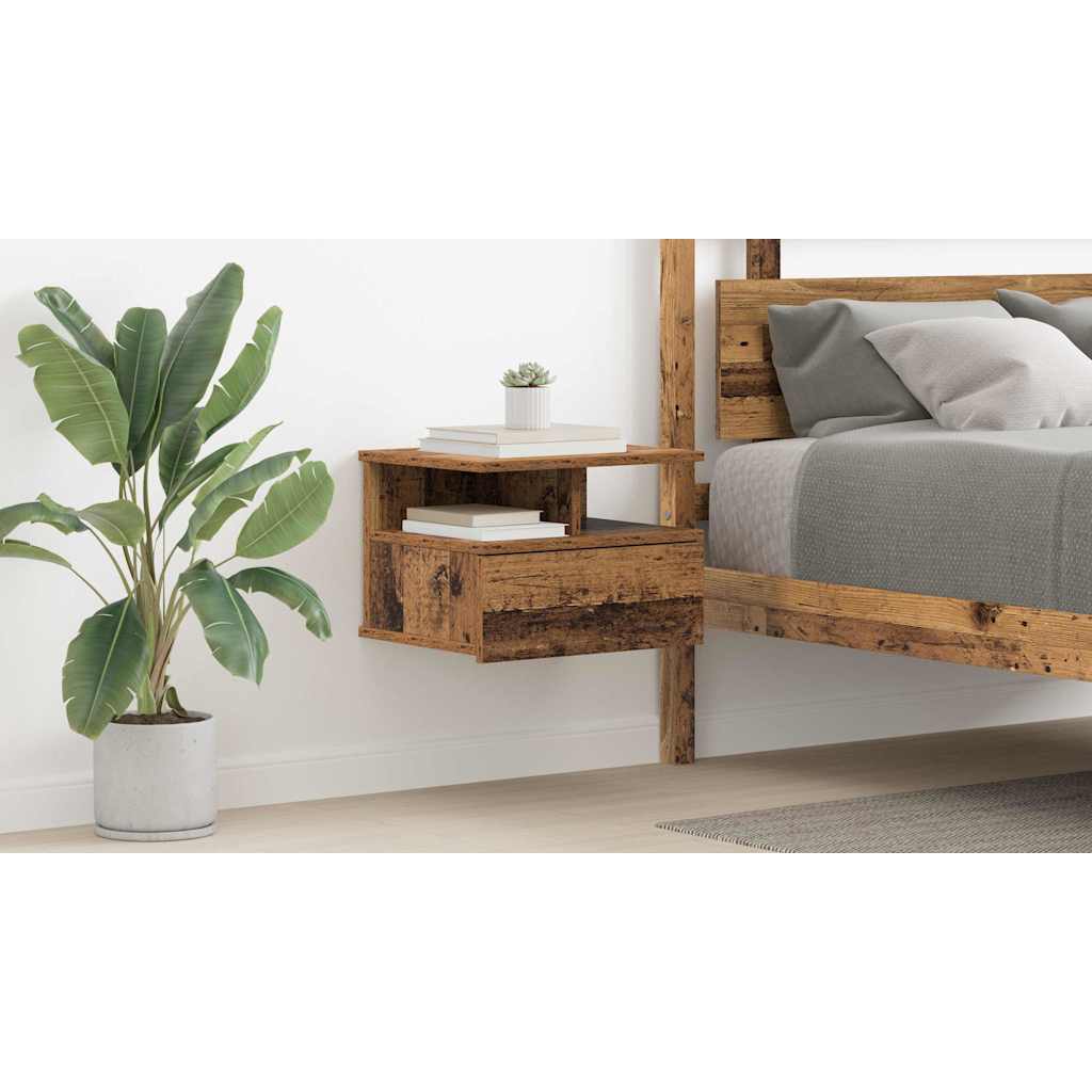 Floating Nightstand with Drawer 2 pcs Old Wood 40 x 31 x 28 cm