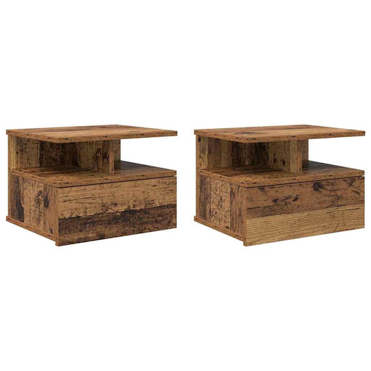 Floating Nightstand with Drawer 2 pcs Old Wood 40 x 31 x 28 cm Floating Nightstand with Drawer 2 pcs Old Wood 40 x 31 x 28 cm