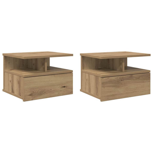 Floating Nightstand 2 pcs Artisan Oak 40 x 31 x 28 cm Floating Nightstand 2 pcs Artisan Oak 40 x 31 x 28 cm