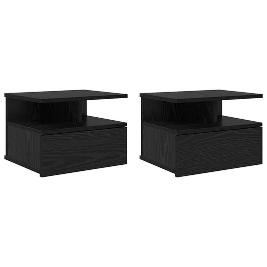 Floating Nightstand with Drawer 2 pcs Black Oak 40 x 31 x 28 cm Floating Nightstand with Drawer 2 pcs Black Oak 40 x 31 x 28 cm
