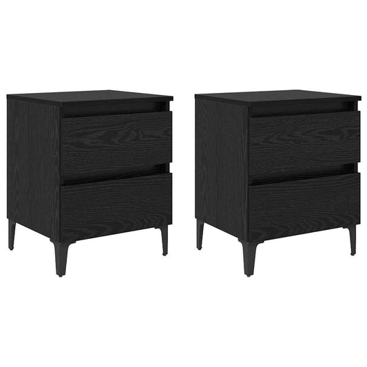 Bedside Cabinet 2 pcs Black oak 40 x 35 x 50 cm Engineered wood Bedside Cabinet 2 pcs Black oak 40 x 35 x 50 cm Engineered wood
