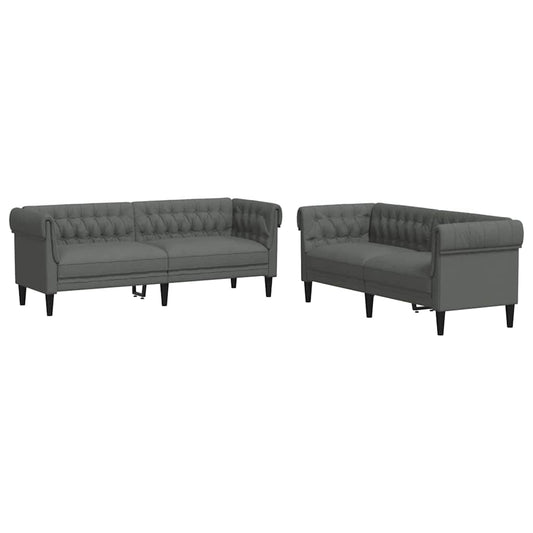 Living Room Couch 2 pcs Dark Grey Fabric Living Room Couch 2 pcs Dark Grey Fabric