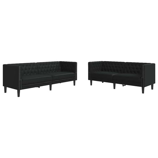 Living Room Couch 2 pcs Black Faux Leather Living Room Couch 2 pcs Black Faux Leather