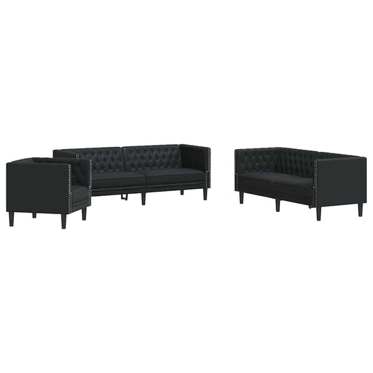 Living Room Couch 3 pcs Black Faux Leather Living Room Couch 3 pcs Black Faux Leather