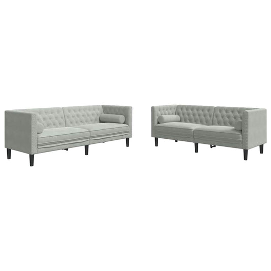 Living Room Couch 2 pcs Light Grey 194 x 74.5 x 70.5 cm Velvet Living Room Couch 2 pcs Light Grey 194 x 74.5 x 70.5 cm Velvet