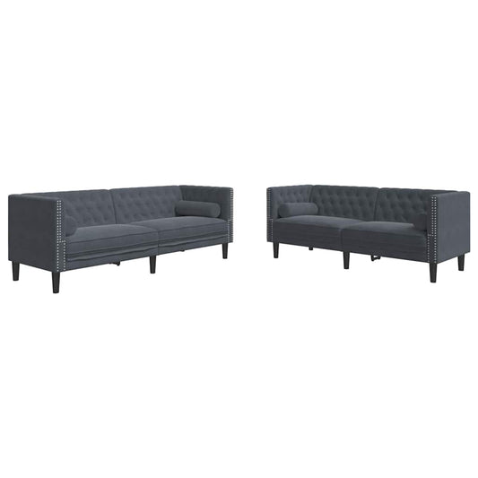 Living Room Couch 2 pcs Dark Grey 194 x 74.5 x 70.5 cm Velvet Living Room Couch 2 pcs Dark Grey 194 x 74.5 x 70.5 cm Velvet