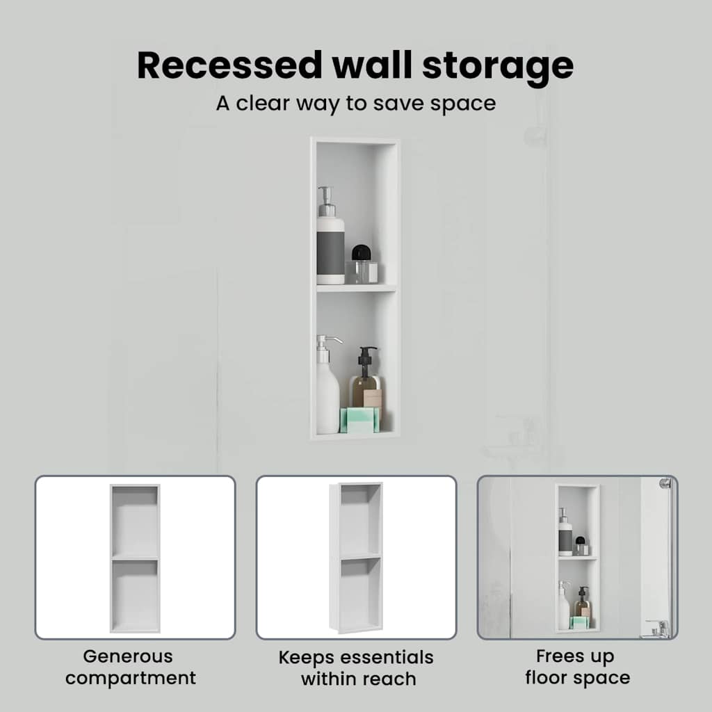 Shower Niche White 60 x 20 x 9.5 cm Stainless Steel
