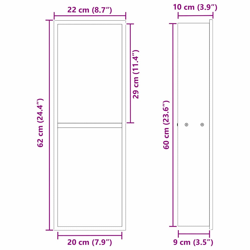 Shower Niche Silver 60 x 20 x 9.5 cm Stainless Steel