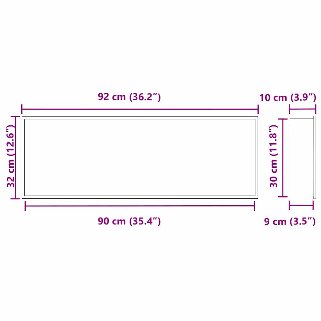 Shower Niche Silver 90 x 30 x 9.5 cm Stainless Steel