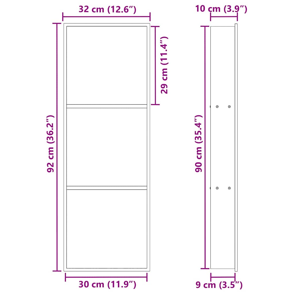 Shower Niche Black 92 x 32 x 10 cm Stainless Steel