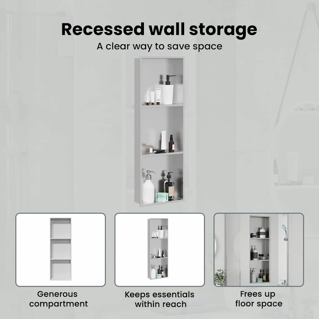 Shower Niche Silver 90 x 30 x 9.5 cm Stainless Steel