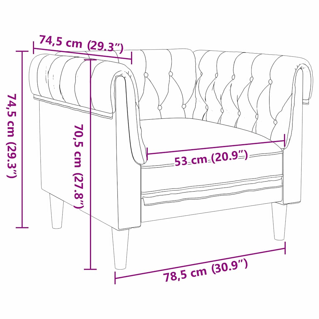 Sofa Dark Grey 78.5 x 74.5 x 74.5 cm Polyester