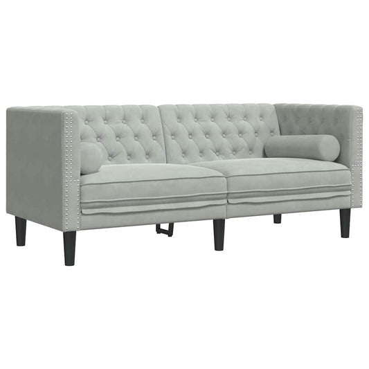 Sofa Light Grey 174 x 74.5 x 70.5 cm Velvet Sofa Light Grey 174 x 74.5 x 70.5 cm Velvet