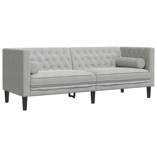 Sofa Light Grey 194 x 74.5 x 70.5 cm Velvet Sofa Light Grey 194 x 74.5 x 70.5 cm Velvet
