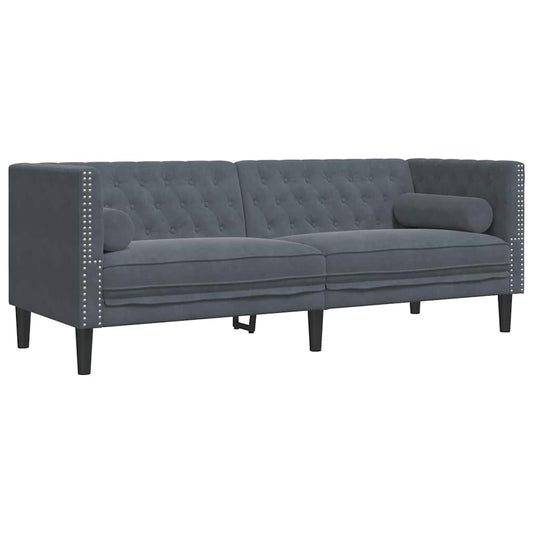 Sofa Dark Grey 194 x 74.5 x 70.5 cm Velvet Sofa Dark Grey 194 x 74.5 x 70.5 cm Velvet