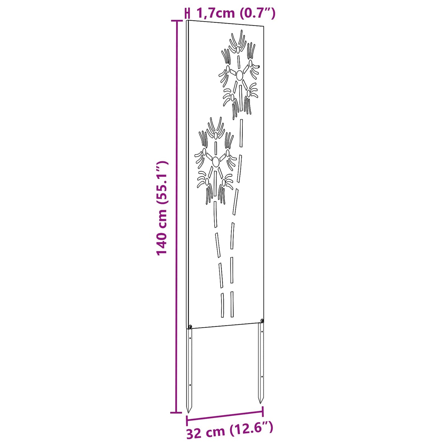 Garden Privacy Screen Silver 32 x 140 cm Stainless steel