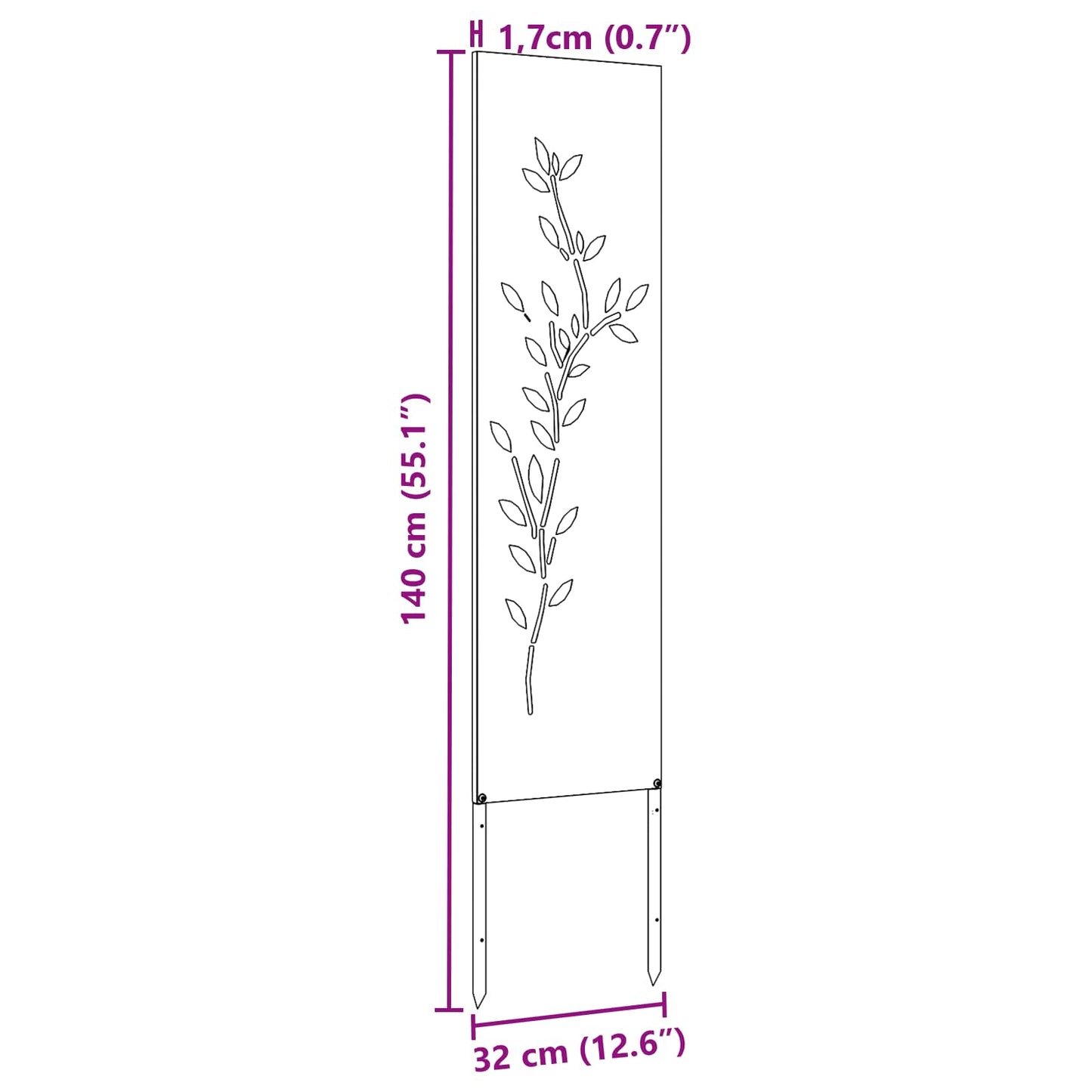 Garden Privacy Screen Olive green 32 x 140 cm Cold-rolled steel
