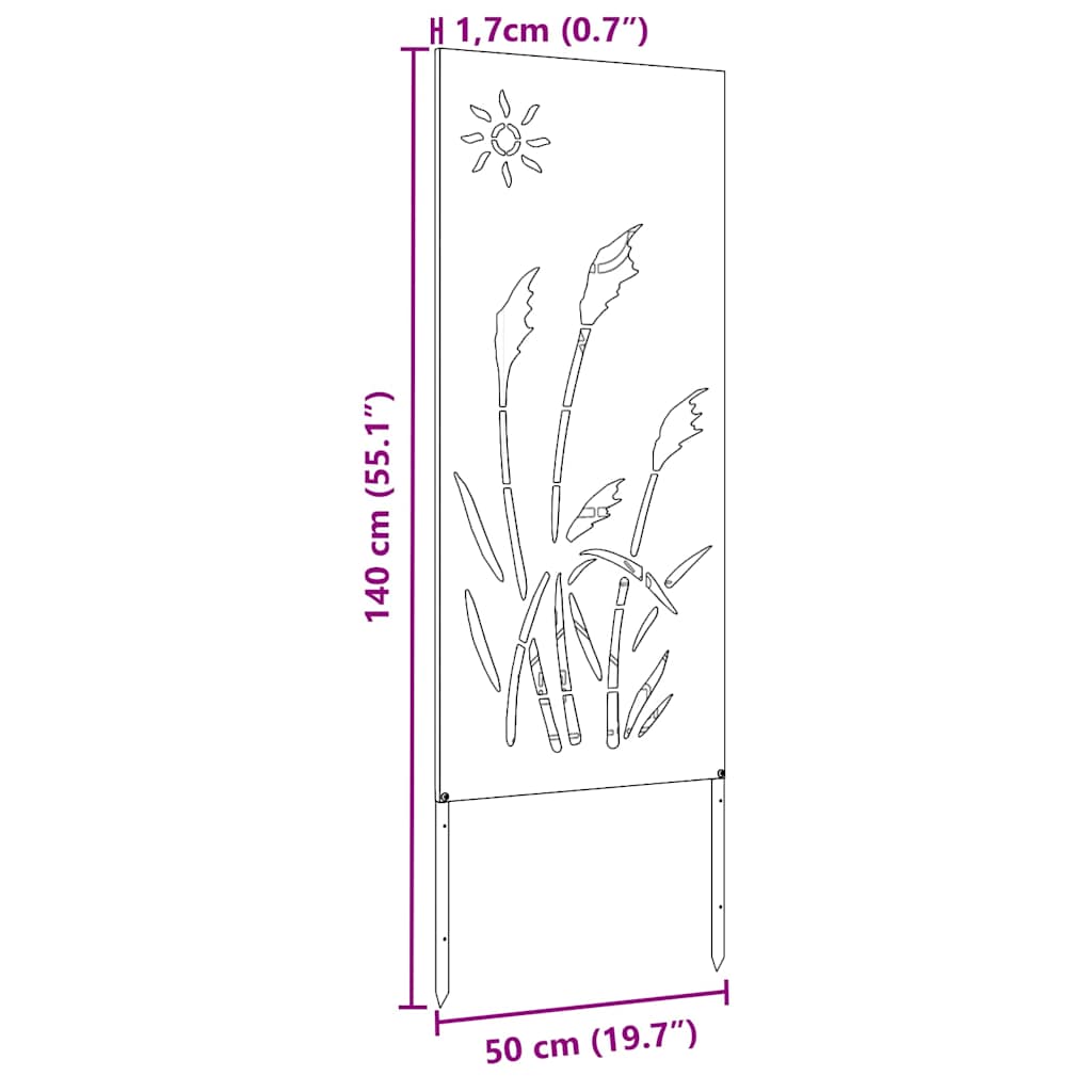Garden Privacy Screen White 50 x 140 cm Cold-rolled steel