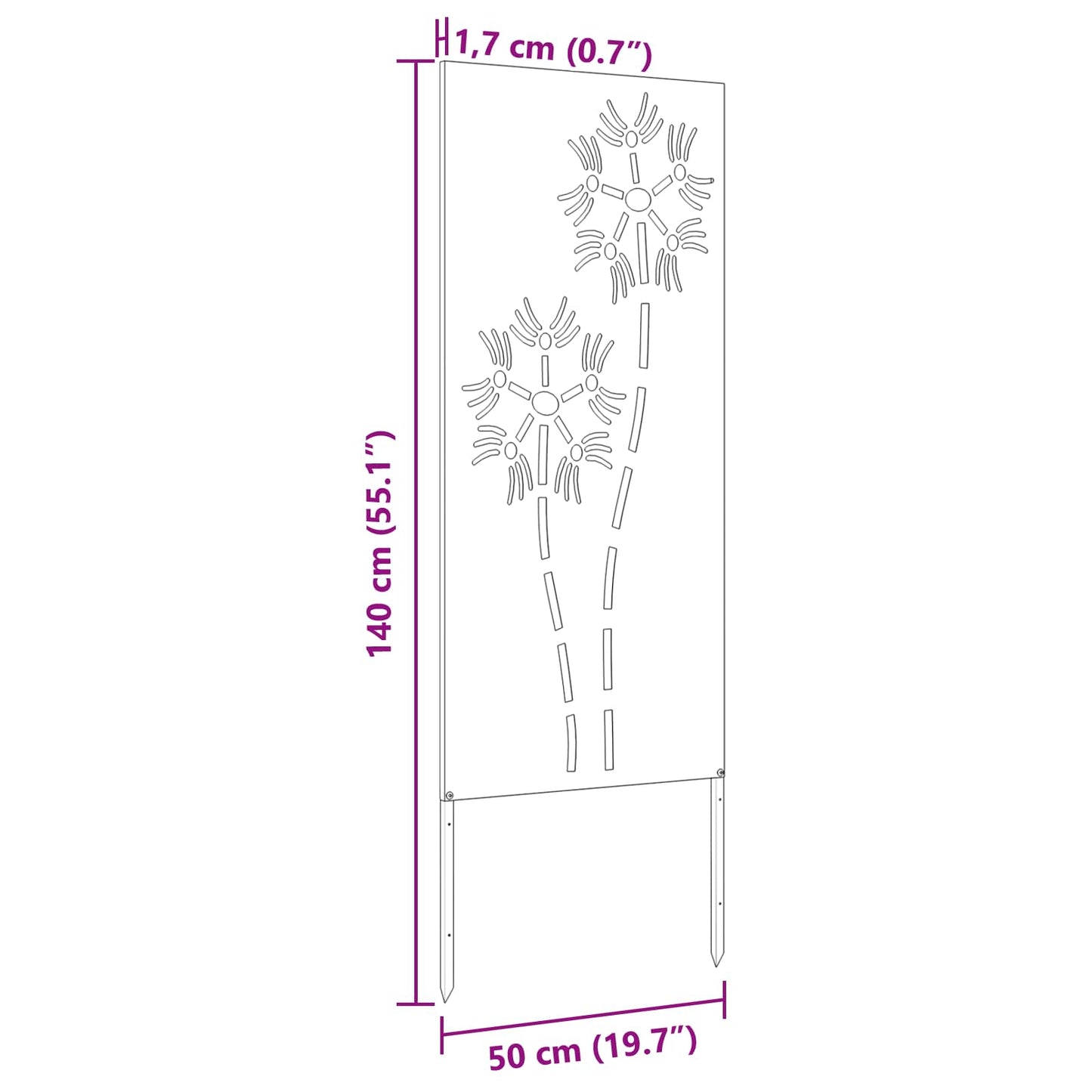 Garden Privacy Screen Anthracite 50 x 140 cm Cold-rolled steel