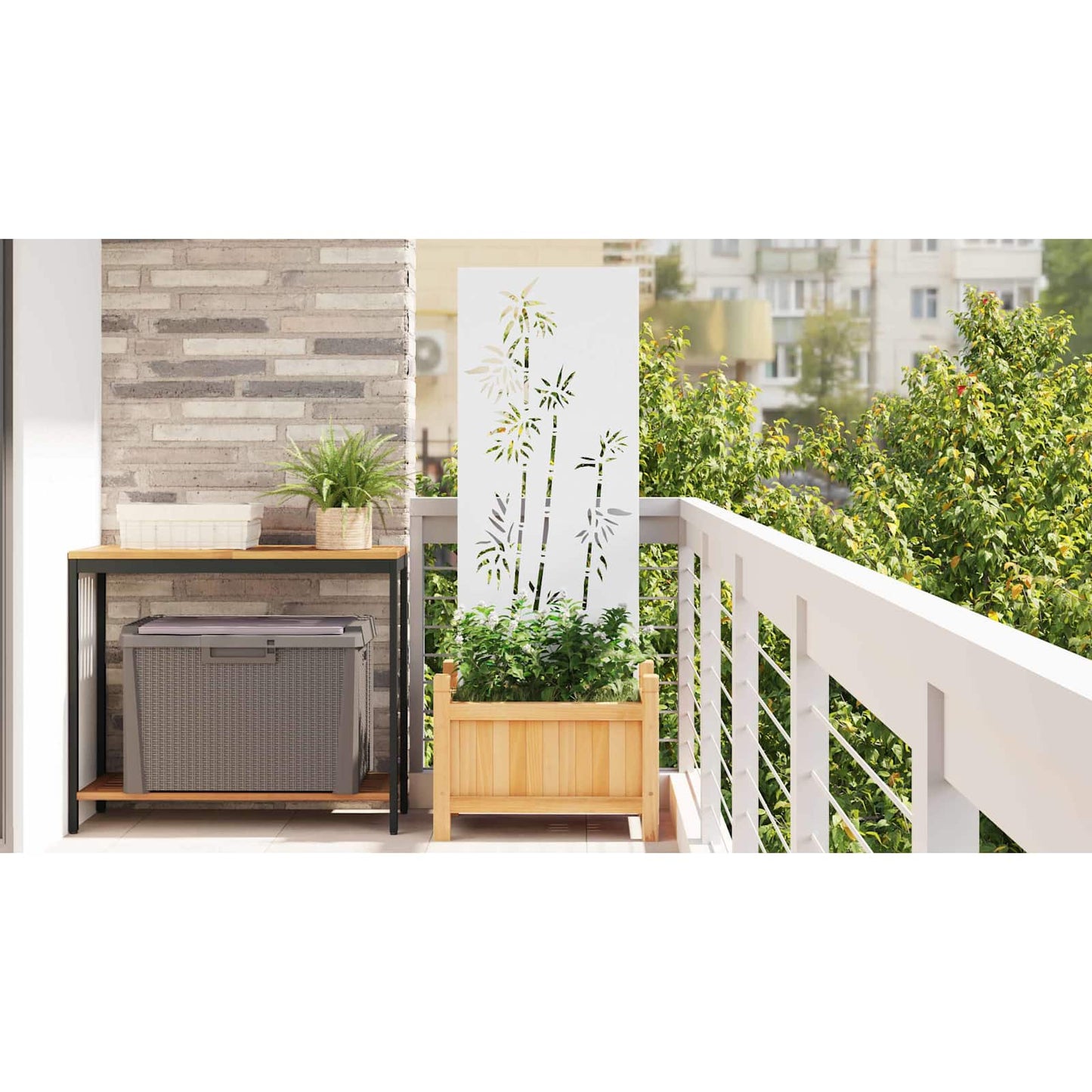 Garden Privacy Screen White 50 x 140 cm Cold-rolled steel