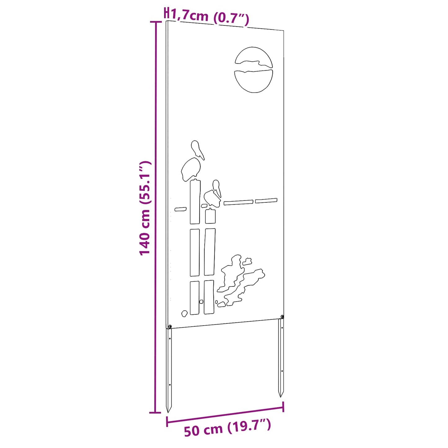 Garden Privacy Screen White 50 x 140 cm Cold-rolled steel