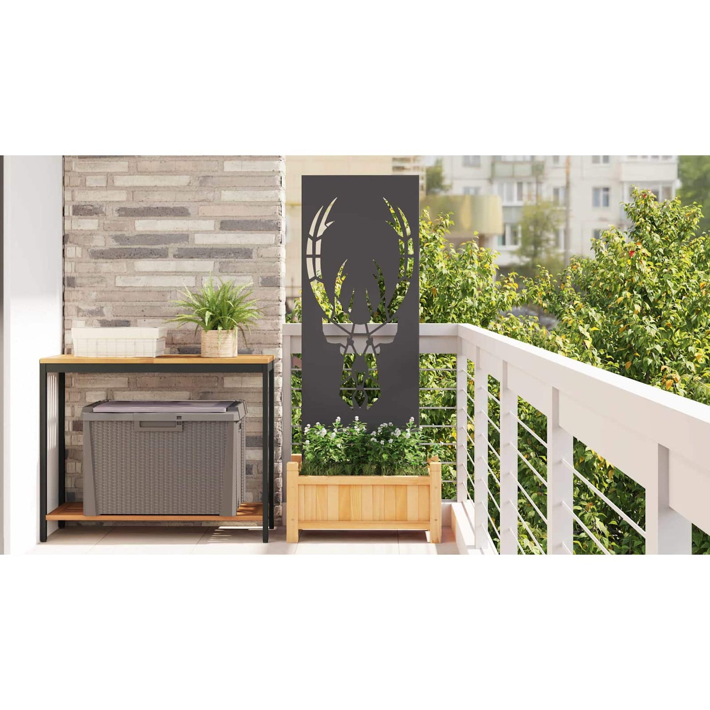 Garden Privacy Screen Black 50 x 140 cm Cold-rolled steel