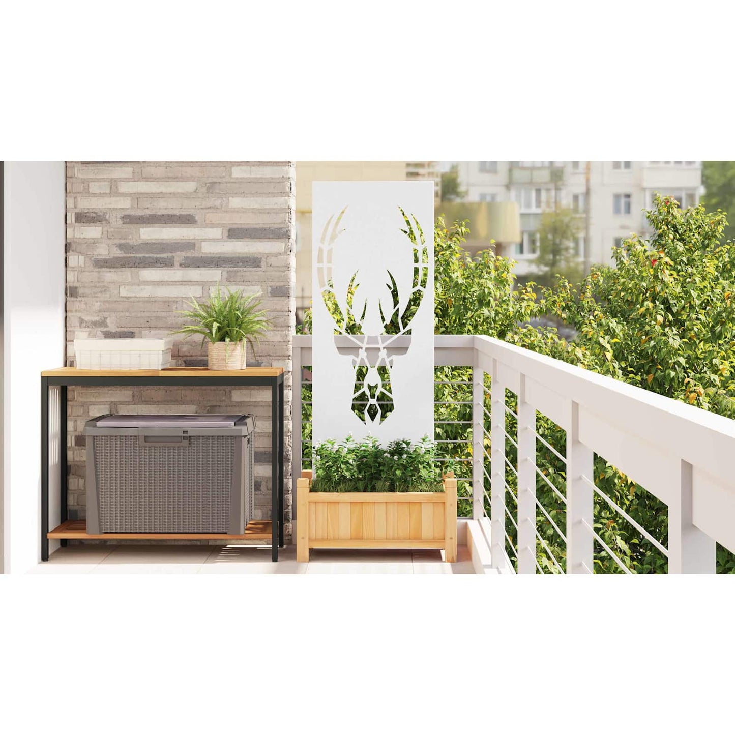 Garden Privacy Screen White 50 x 140 cm Cold-rolled steel