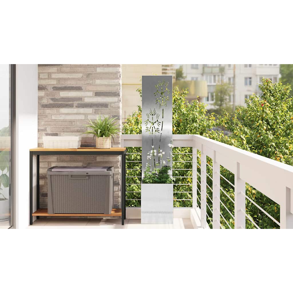 Garden Privacy Screen Floral Sliver 32 x 150 cm Stainless steel