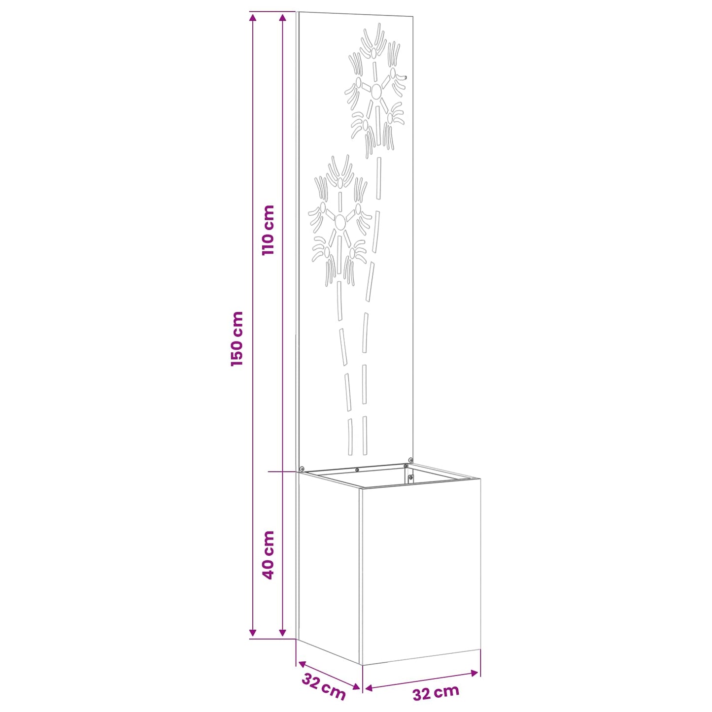Garden Privacy Screen Floral Sliver 32 x 150 cm Stainless steel