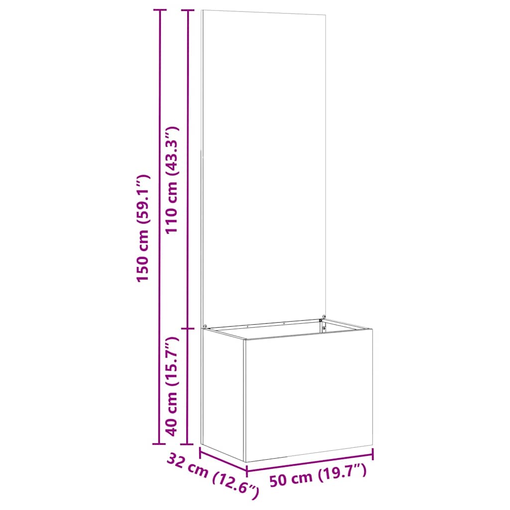 Garden Privacy Screen Silver 50 x 32 x 150 cm Galvanised steel
