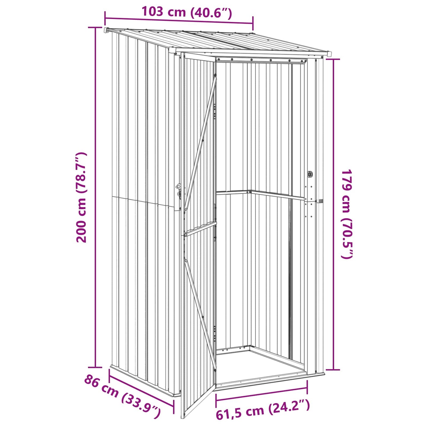Garden Sheds Brown 103 x 86 x 200 cm Metal