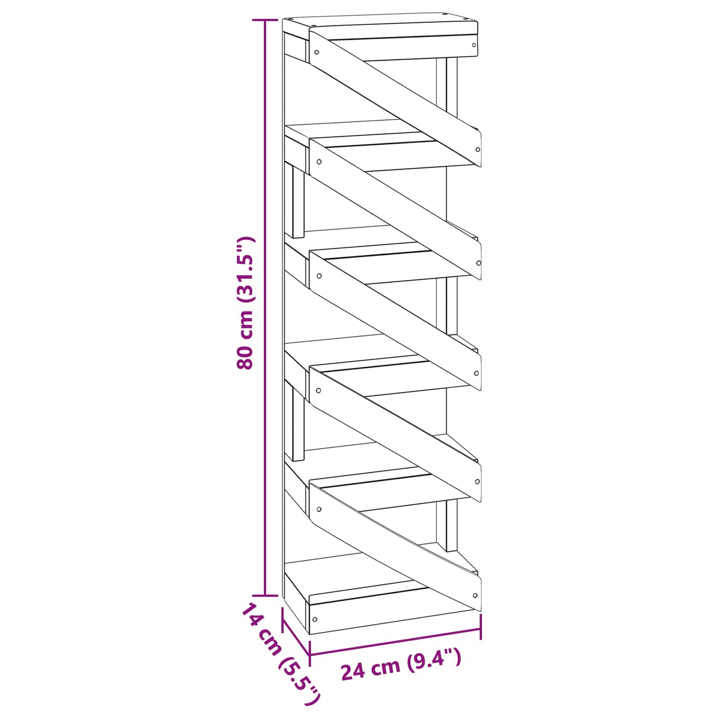 Wine Rack Natural 24 x 14 x 80 cm Solid Mahogany Wood